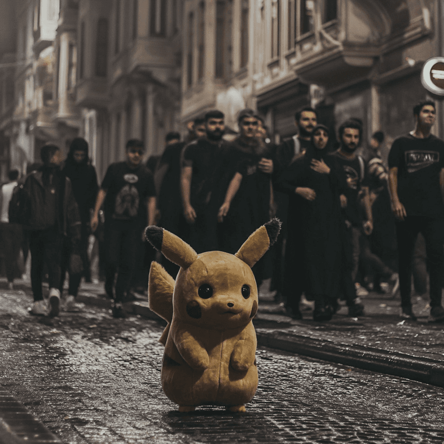 AI Pikachu leading a protest